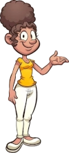 mrs. pedia standing and pointing to text